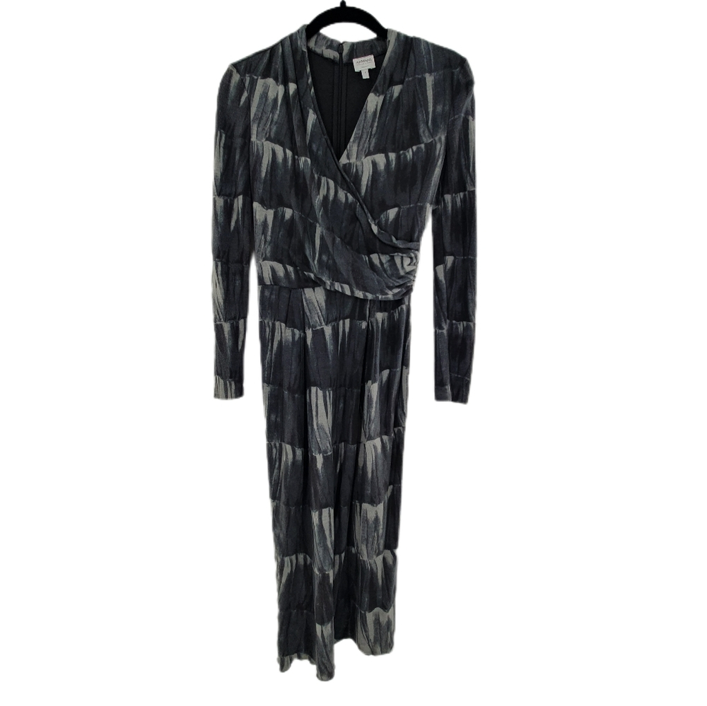 Armani Collezioni Long Sleeve Black and Gray Geometric Dress